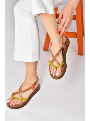 Fox Shoes Multi Hakiki Deri Parmak Arası Kadın Sandalet M291050703
