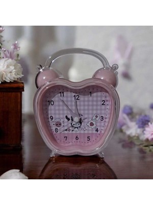 Sevimli Pembe Kristal Elma Tasarımlı Alarm Saati, Şeffaf ve Karakterli