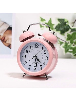 Şık Pembe Metal Masaüstü Işıklı Çalar Saat, Modern ve Fonksiyonel Tasarım