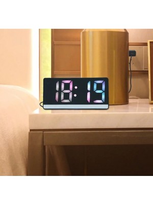 Renkli LED Ekranlı, Ses Kontrollü, Parlaklık Ayarlı Masaüstü Saat ve Takvim