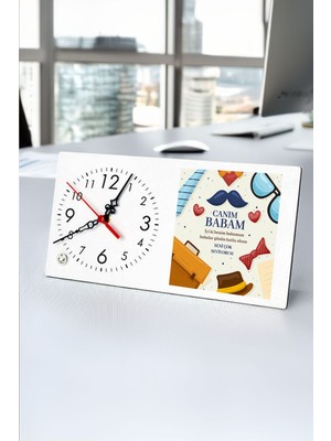 Baba Için Özel Hediye Masa Saati, Babalar Günü Temalı Dekoratif Ürün