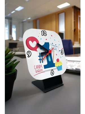 Baba Gününe Özel Mesajlı Beyaz Kare Masa Saati Hediye