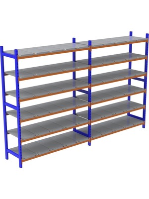 Rafburada 6 Katlı Duble Depo Rafı - 300-350 Kg Taşıma Kapasiteli Hafif Rack Raf