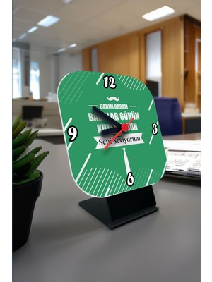 Baba Günü Mesajlı Kare Masa Saati, Şık ve Anlamlı Hediye Seçeneği