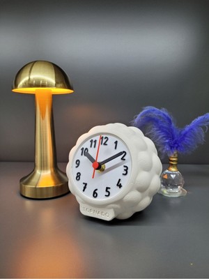 Beyaz Bubble Beton Saat, Sessiz Mekanizmalı, Şık ve Modern Tasarım