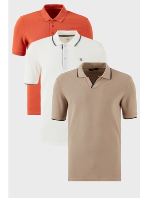 Buratti Pamuklu Regular Fit 3'lü Paket Polo Yaka T Shirt Erkek Polo Yaka T Shirt 59029641827S3