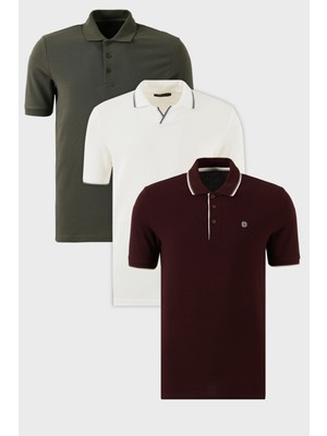 Buratti Pamuklu Regular Fit 3'lü Paket Polo Yaka T Shirt Erkek Polo Yaka T Shirt 59029641827S3