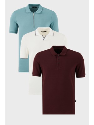 Buratti Pamuklu Regular Fit 3'lü Paket Polo Yaka T Shirt Erkek Polo Yaka T Shirt 59029641527S3