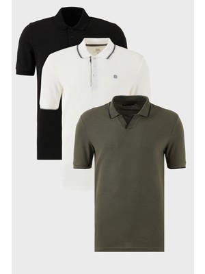 Buratti Pamuklu Regular Fit 3'lü Paket Polo Yaka T Shirt Erkek Polo Yaka T Shirt 59029641827S3
