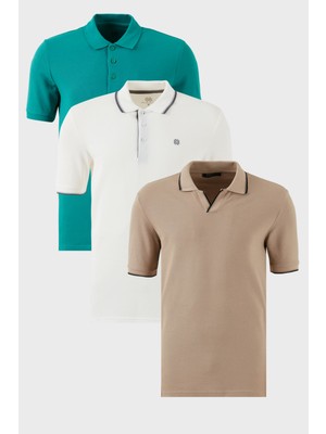 Buratti Pamuklu Regular Fit 3'lü Paket Polo Yaka T Shirt Erkek Polo Yaka T Shirt 59029641827S3