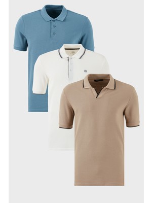 Buratti Pamuklu Regular Fit 3'lü Paket Polo Yaka T Shirt Erkek Polo Yaka T Shirt 59029641827S3