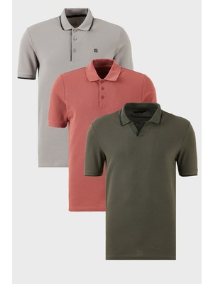 Buratti Pamuklu Regular Fit 3'lü Paket Polo Yaka T Shirt Erkek Polo Yaka T Shirt 59029641827S3