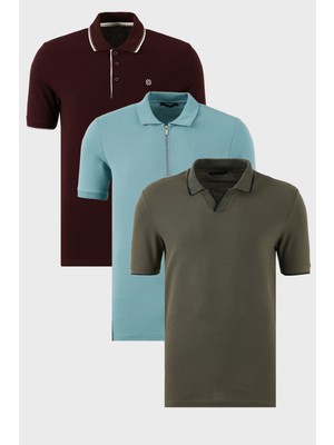 Buratti Pamuklu Regular Fit 3'lü Paket Polo Yaka T Shirt Erkek Polo Yaka T Shirt 59029641518S3
