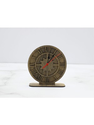 Ahşap Roma Rakam Çarklı Masa Saati, Şık ve Doğal Tasarım