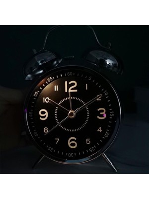 Nostaljik Büyük Metal Saat, Işıklı ve Çift Çanlı, Şık ve Zaman Gösteren Dekor Ürün