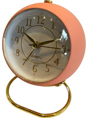 Pembe Metal Masa Saati, Şık ve Fonksiyonel Alarm Özelliğiyle