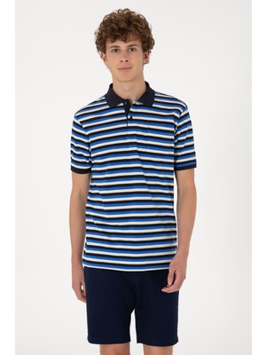 U.S. Polo Assn. Erkek Regular Fit Lacivert Polo Yaka Çizgili Tişört 50306794-VR033
