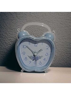 Kalpli Tasarımlı Mavi Çalar Saat, Net ve Sesli Alarm, Ev Dekoru Keyfi