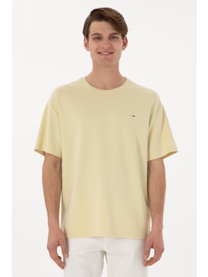 U.S. Polo Assn. Erkek Comfort Fit Bisiklet Yaka Açık Haki Tişört Tişört 50307322-VR183