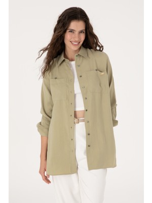 U.s. Polo Assn. Kadın Koyu Haki Gömlek Desenli 50299571-VR111
