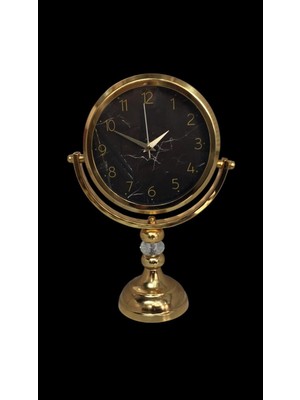 Parlak Sarı Kristal Masa Saati, Şık ve Modern Tasarım