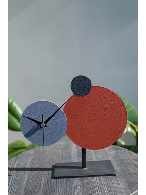 Muyika Metal Masa Saati, Kiremit-Mavi-Antrasit, 26X25CM