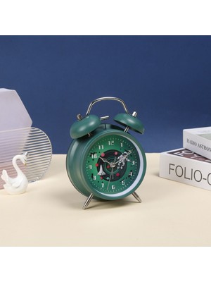 Yeşil Metal Masa Saati, Alarm ve Işık Özellikli, 16X11, Sürpriz Hediye