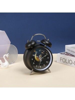 Metal Masa Saati, Alarm, Işık, Siyah, 16X11, Sürpriz Hediye