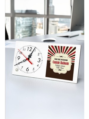 Baba Için Şık Masa Saati, Beyaz Renk, Zarif Tasarım, Özel Hediye Seçeneği