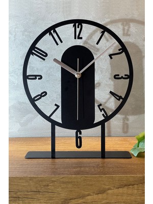 22X27 cm Siyah Metal Sarkaçlı Dekoratif Masa Saati