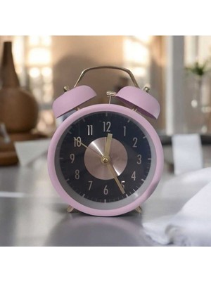 Retro Çift Çanlı Büyük Kadranlı Analog Masa Saati, Yüksek Sesli Alarm ile