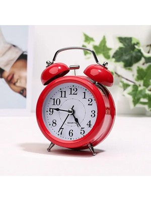Kırmızı Metal Masaüstü Işıklı Çalar Saat, Şık ve Fonksiyonel Tasarım