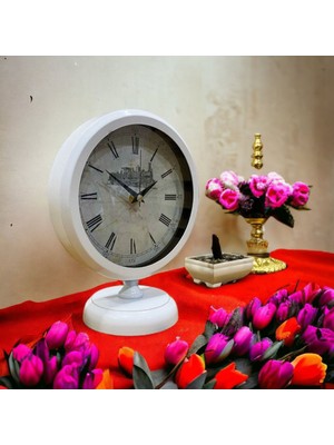 Beyaz Metal Masa Saati, 20-25 Cm, Ofis, Salon, Otel Kullanımı Için Ideal