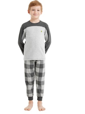 Erkek Çocuk Uzun Kol Gri Melanj Pijama Takımı C8T6N5O04