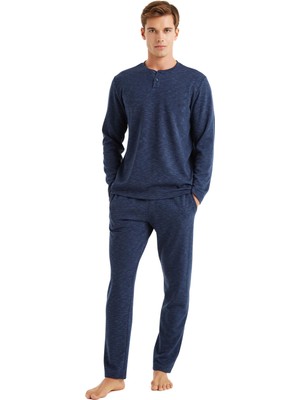 Erkek Uzun Kol Lacivert Pijama Takım C4T8N5O04