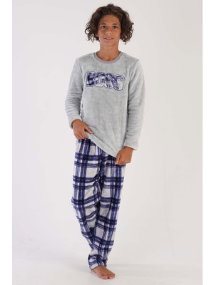 Erkek Çocuk Uzun Kol Welsoft Gri Pijama Takım C8T7N0O303