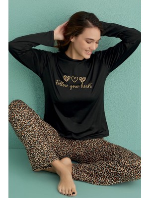 Kadın Uzun Kol Sandy Siyah Pijama Takım C1T9N1O02-16