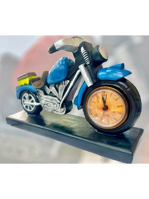 Mavi Polyester Masa Saati, Şık ve Özel Tasarım Hediye Süs Eşyası