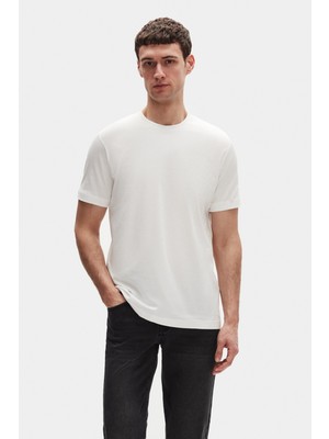 Ds Damat Oversize Ekru Bisiklet Yaka %100 Pamuk T-Shirt 6HC14ORT02006