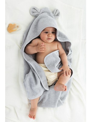 Irya İrya Tiny Bear Organik Pamuk Bebek Kundak Gri 75X75