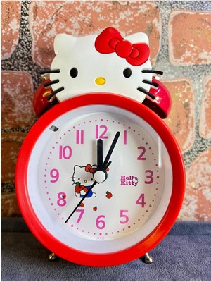 Kırmızı Renkli, Fonksiyonel, Işıklı, Alarm ve Saniyeli Masaüstü Metal Saat