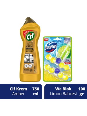 Domestos Cif Krem Altın Işıltısı Amber Kokulu 750 ml X1 Tuvalet Bloğu Limon Bahçesi 100 G X1