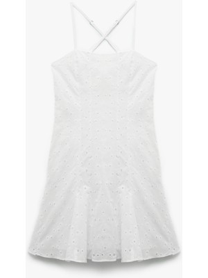 Koton Poplin Dar Kesim Çapraz Ip Askılı Pileli Mini Fisto Elbise