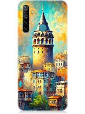 Realme 5i Uyumlu Galata’da Renkli Işıklar  Desenli Silikon Kılıf
