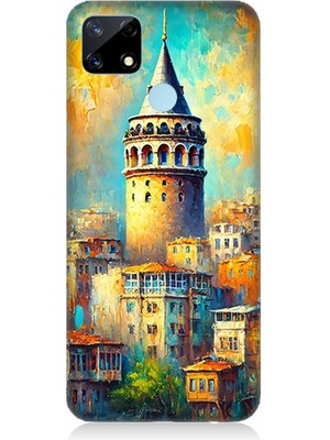 Realme C17 Uyumlu Galata’da Renkli Işıklar  Desenli Silikon Kılıf