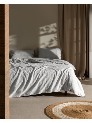 Madame Coco Lumiere King Size %100 Pamuk Armürlü Nevresim Takımı - Açık Gri