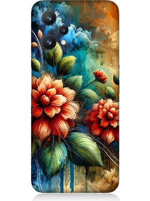 Realme 9 Pro 5g Uyumlu Kırmızı Çiçek ve Tomurcuklar  Desenli Silikon Kılıf