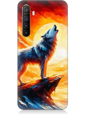 Realme Xt Uyumlu Kayalıkta Uluyan Kurt Yalnızlığı  Desenli Silikon Kılıf