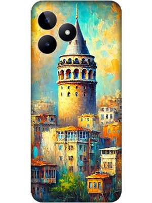 Realme C53 Uyumlu Galata’da Renkli Işıklar  Desenli Silikon Kılıf