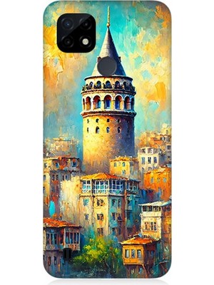 Realme C21 Uyumlu Galata’da Renkli Işıklar  Desenli Silikon Kılıf